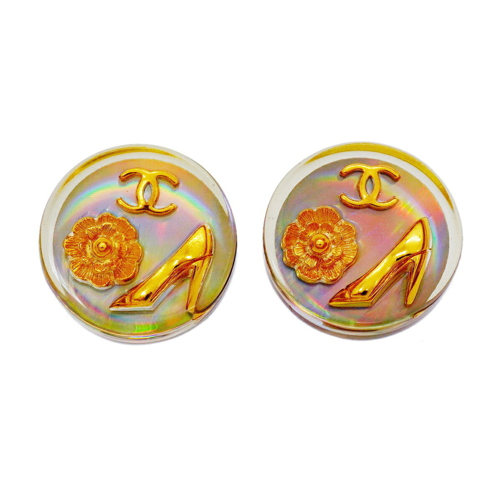 CHANEL White Logo Earrings